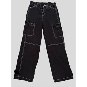 Forever 21 Black Cargo Jeans with Contrast Stitching size medium